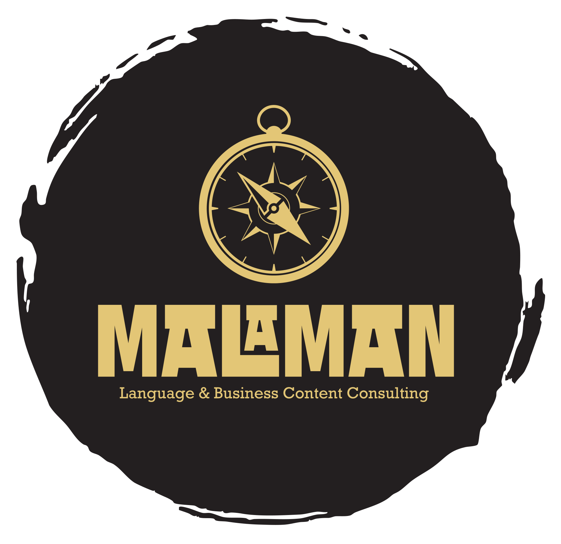 MALAMAN · Logo – zlaté na čiernom